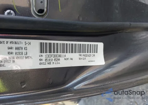 2014 Dodge Dart Limited from USA, damaged, VIN 1C3CDFCB3ED861114